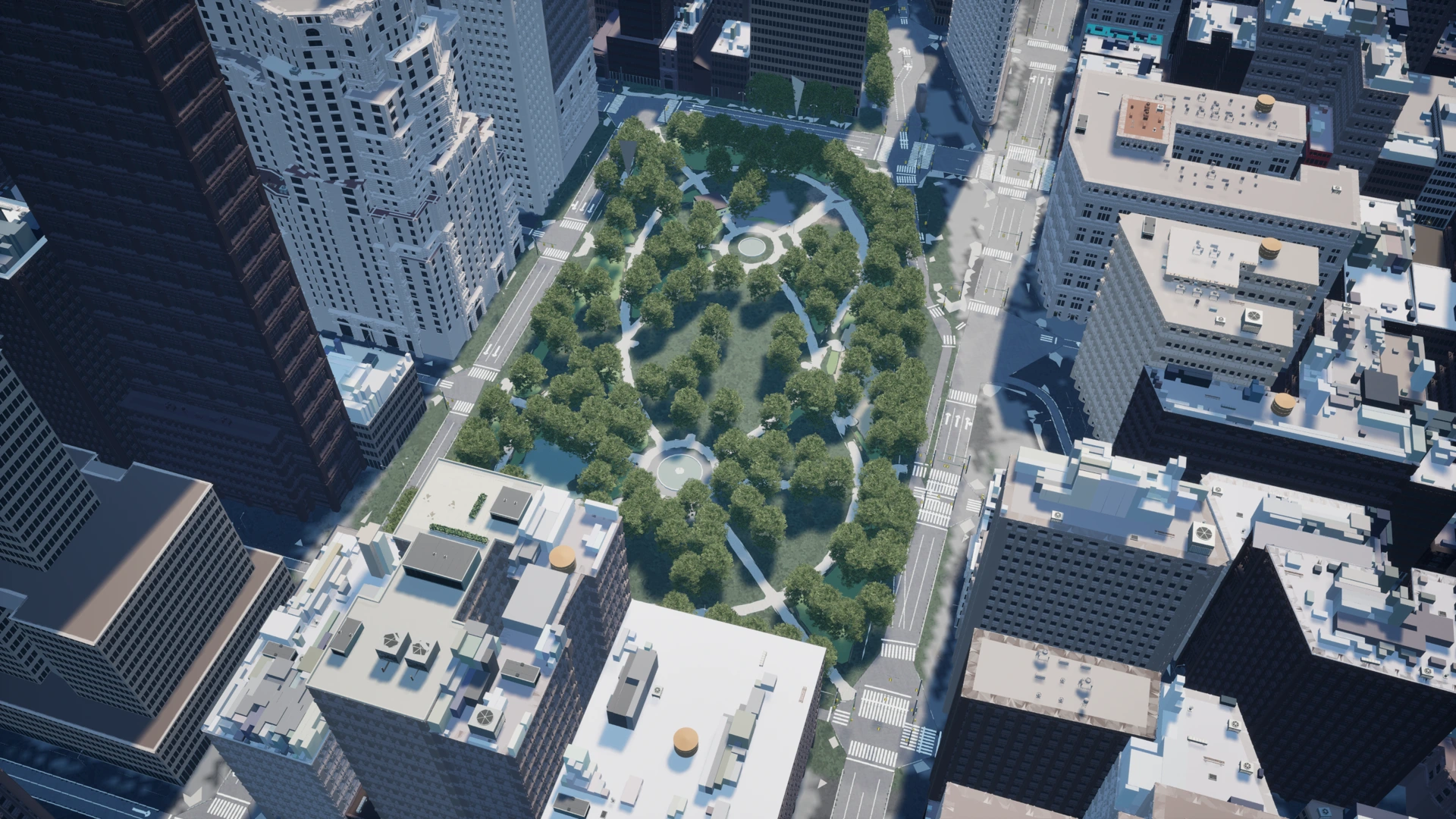 An aerial view of the Madison Square Park scene.