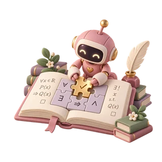 A robot fitting together a mathematical proof puzzle.